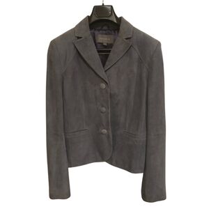 Ann Taylor Grey Leather Jacket Size 6